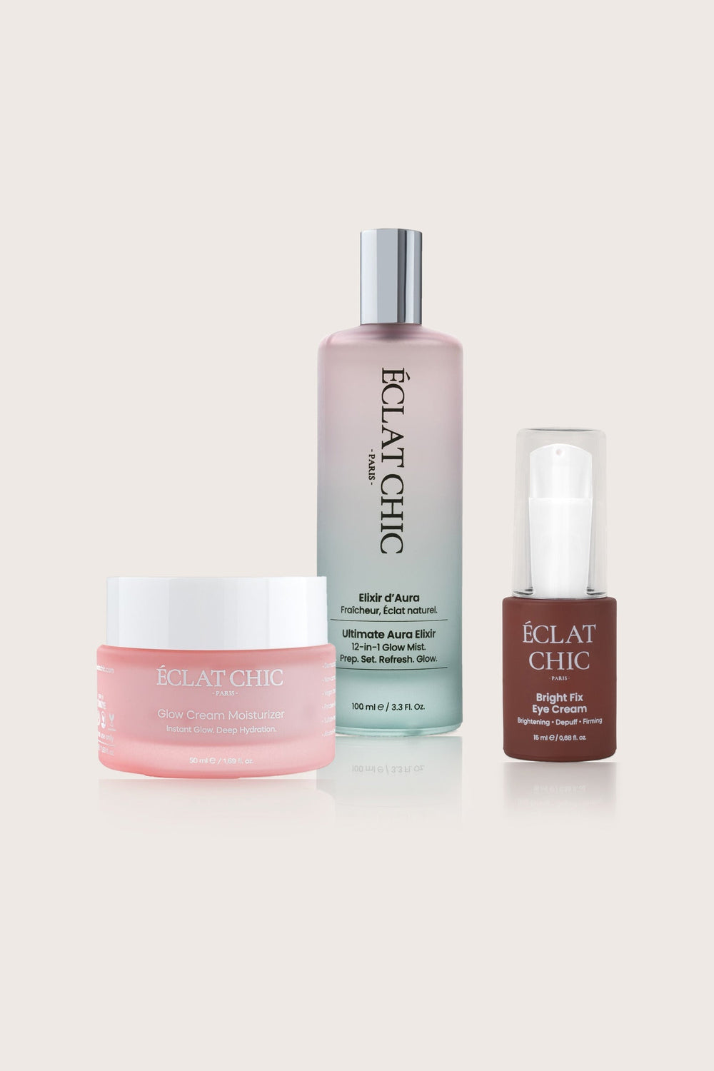 Ritüel Seti: Ultimate Aura Elixir, Glow Cream Moisturizer ve Bright Fix Eye Cream