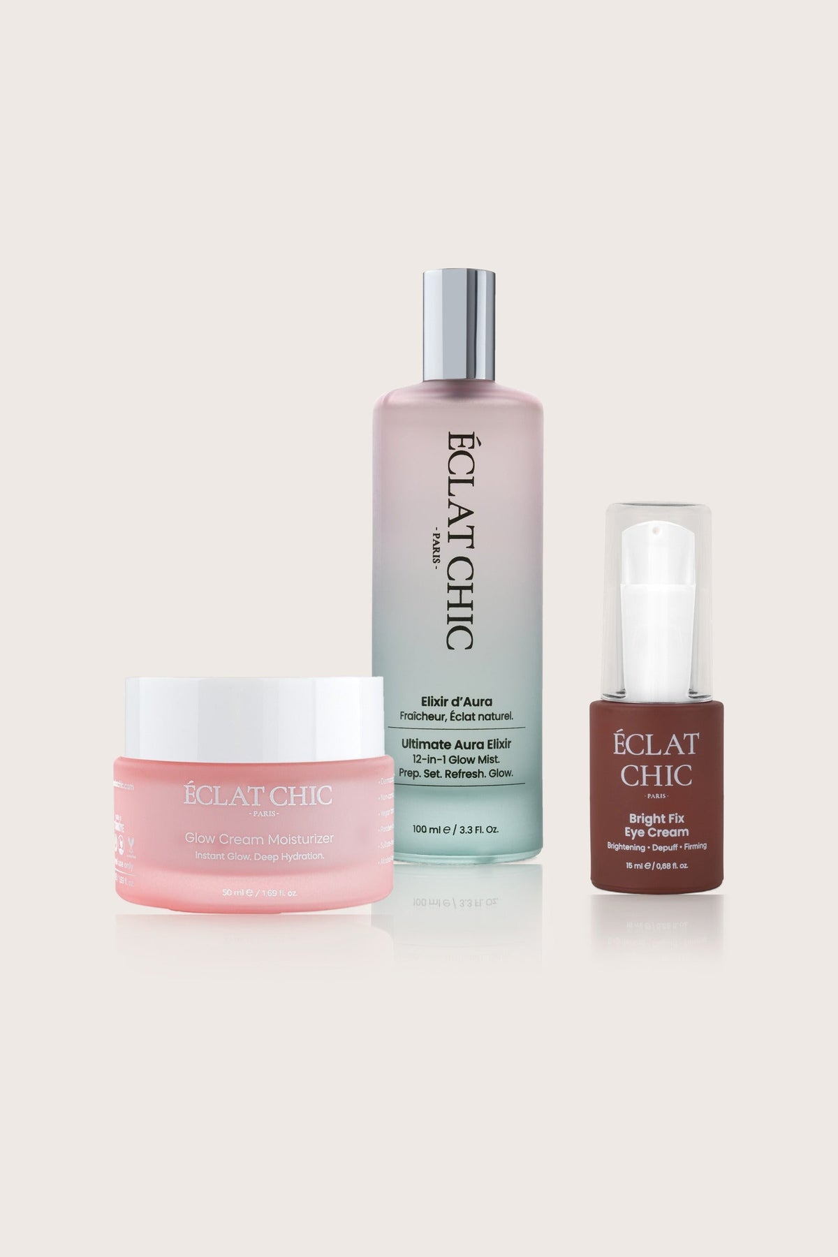 Ritüel Seti: Ultimate Aura Elixir, Glow Cream Moisturizer ve Bright Fix Eye Cream
