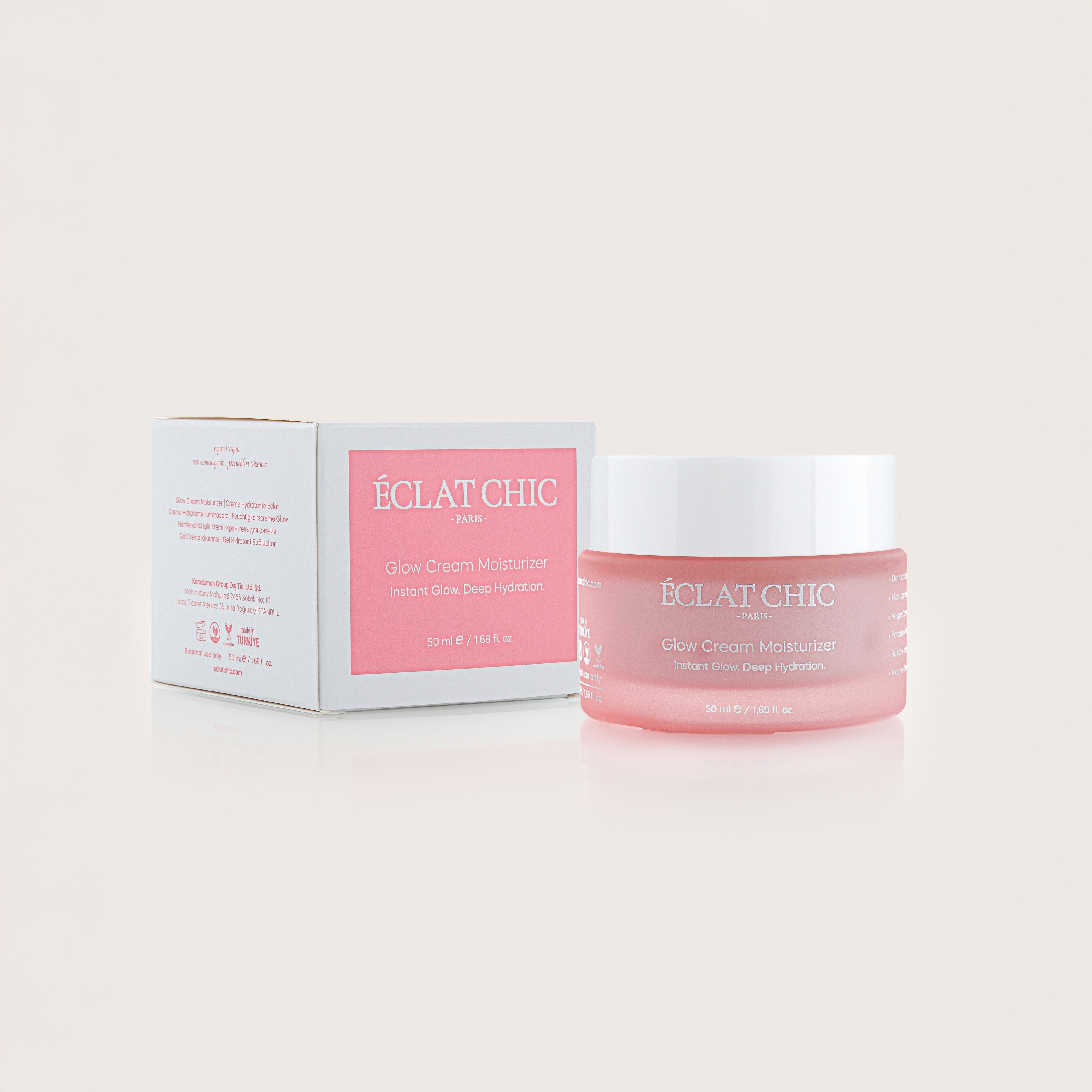 Glow Cream – Aydınlatıcı Jel Nemlendirici | Hyaluronik Asit + Niacinamide + Arbutin | Tüm Cilt Tipleri