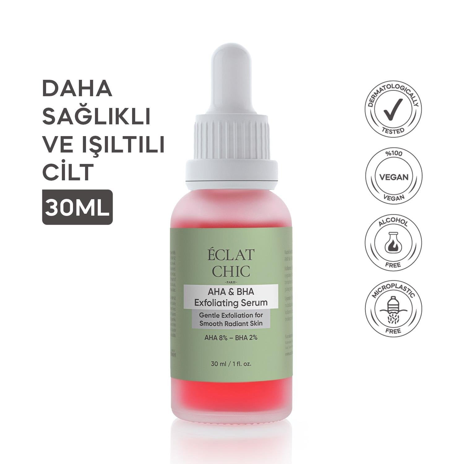 AHA & BHA Aydınlatıcı ve Canlandırıcı Cilt Bakım Serumu (AHA %8 + BHA %2)