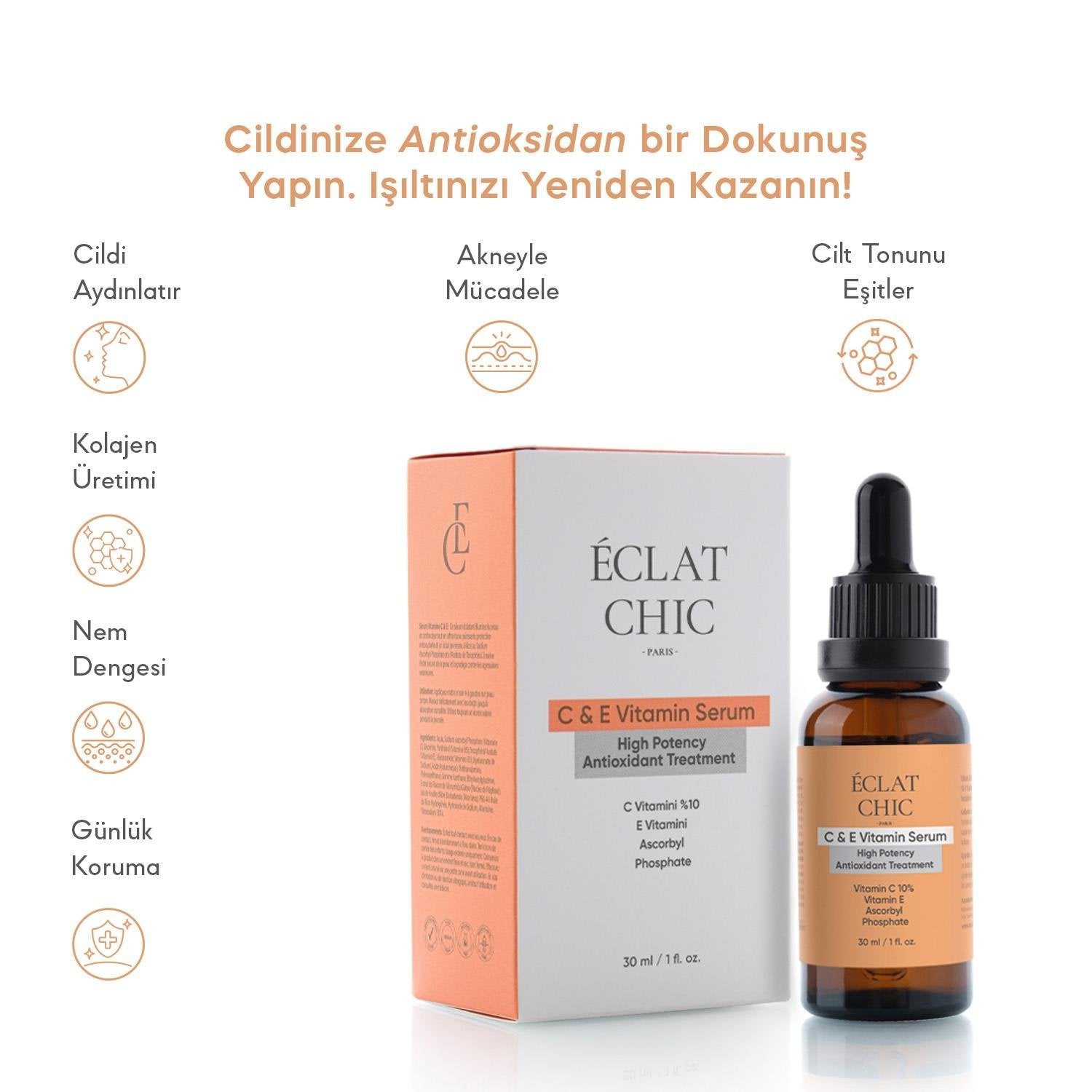 C&E Aydınlatıcı ve Canlandırıcı Cilt Bakım Serumu (Sodium Ascorbyl Phosphate + Niacinamide)