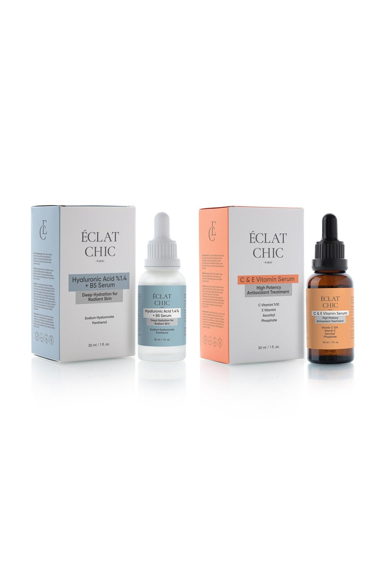 Cilt Aydınlatma ve Derin Nem Serisi (Hyaluronik Asit %1.4 + B5 + C&E Vitamin Serumu)