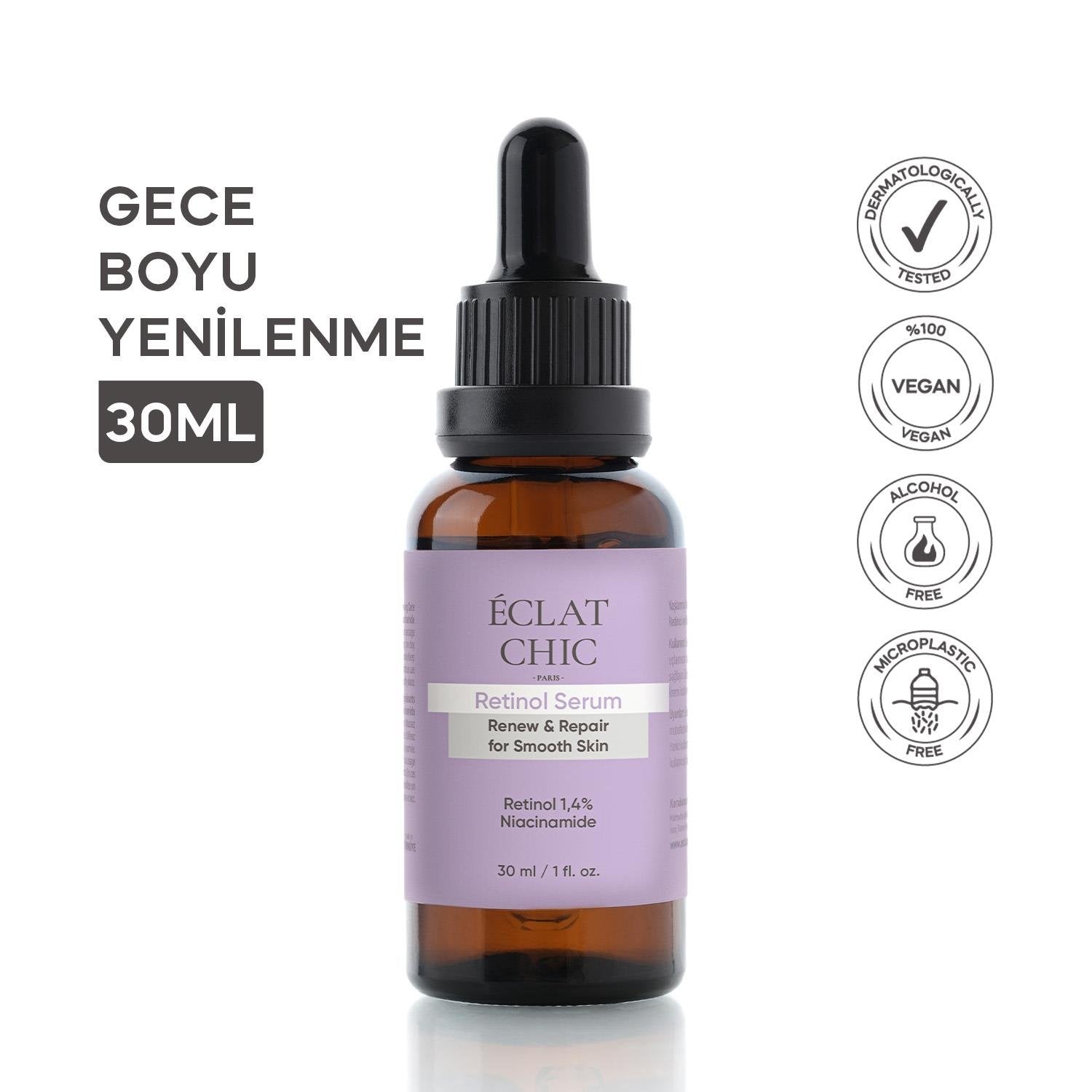 Cilt Yenileyici ve Sıkılaştırıcı Bakım Serumu (%0.3 Retinol + Niacinamide)