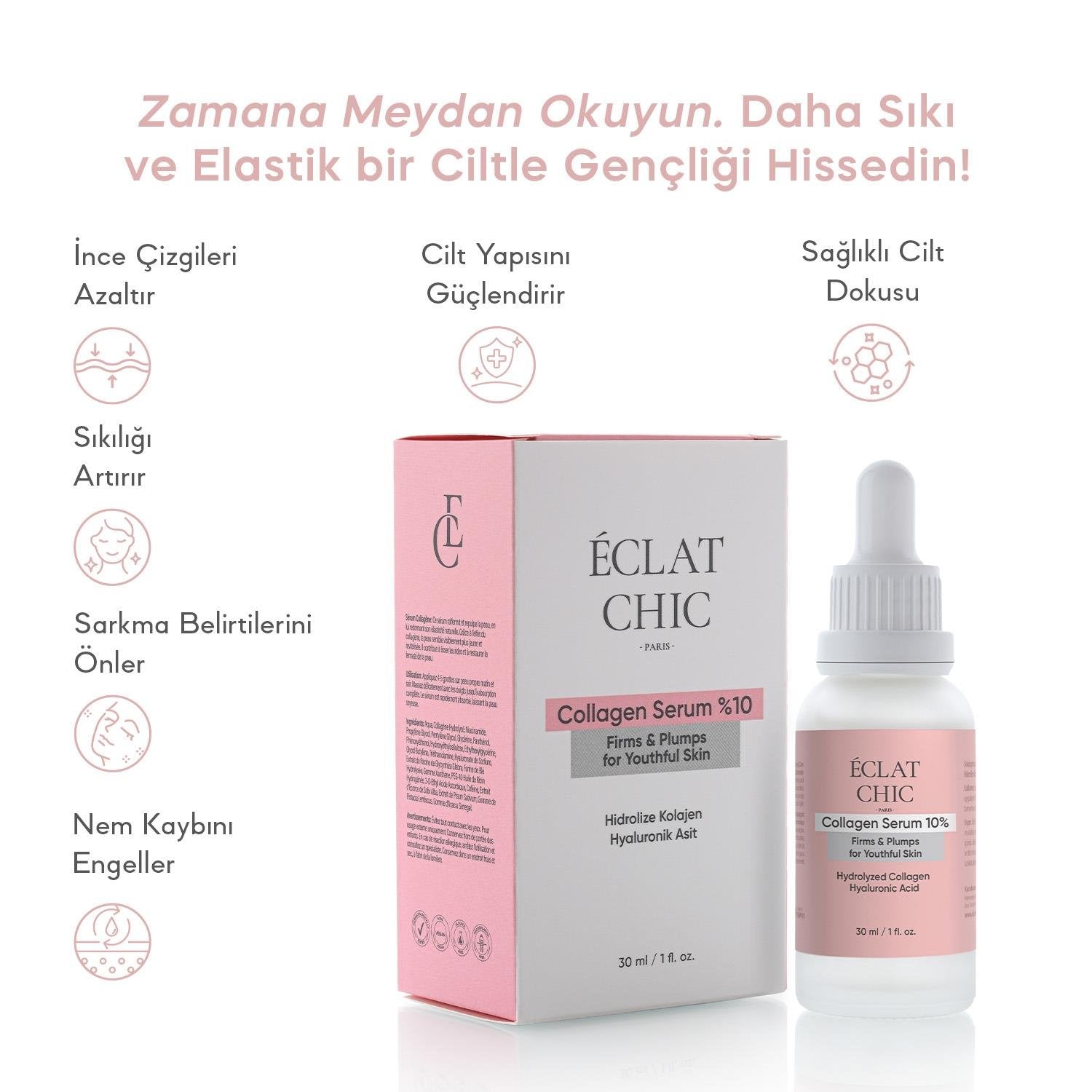 Cilt Yenileyici ve Sıkılaştırıcı Kolajen Serum (Hyaluronik Asit %1.5 + Niacinamide)