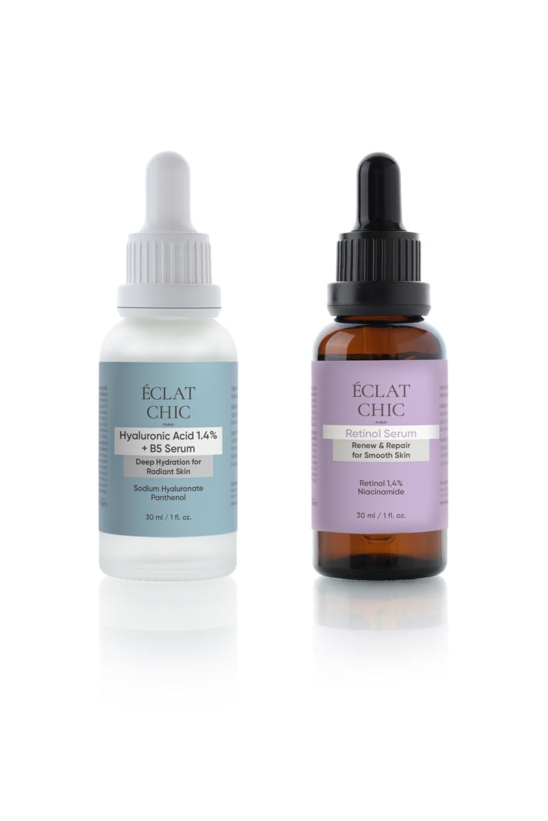 Cilt Yenileyici ve Nemlendirici Set (Hyaluronic Acid Serum + Retinol Serum)