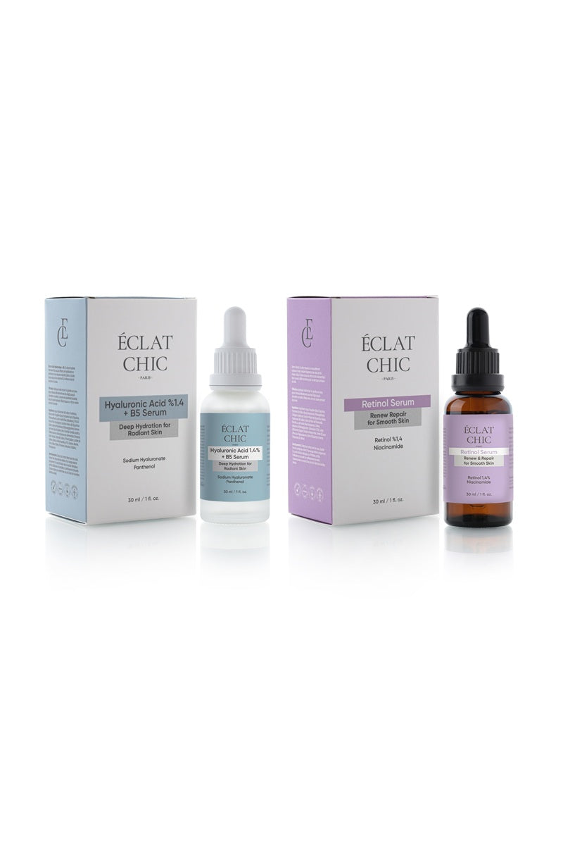 Cilt Yenileyici ve Nemlendirici Set (Hyaluronic Acid Serum + Retinol Serum)