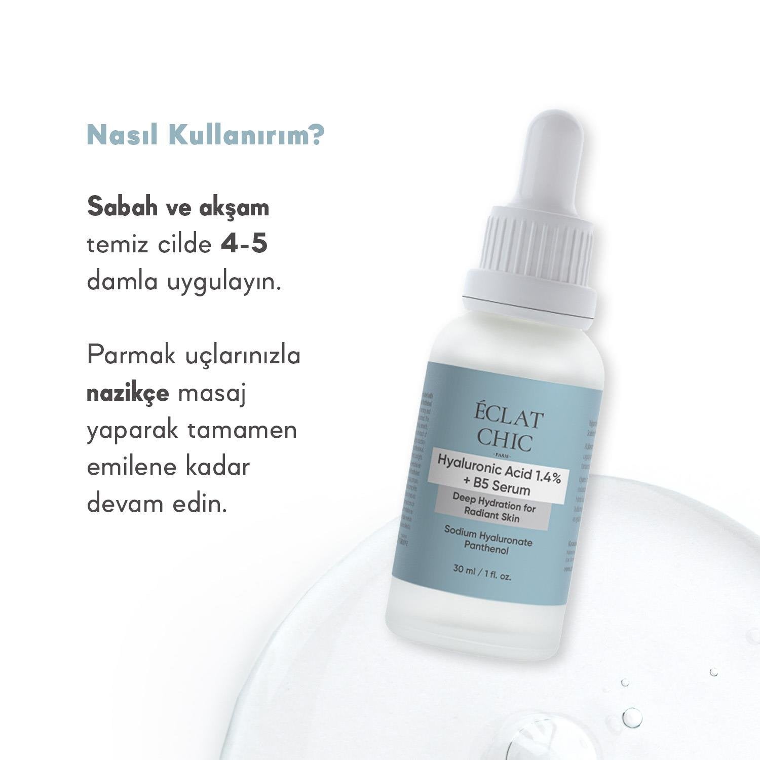 Yoğun Nemlendirme ve Dolgunlaştırıcı Etkili Yenileyici Cilt Bakım Serumu (Hyaluronic Acid %1.4 + B5)