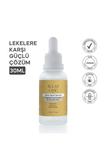 EC ANTİ-SPOT CİLT TONU EŞİTLEYİCİ, LEKE GİDERİCİ, AYDINLATICI SERUM 30ML (ARBUTİN%2+VİTAMİNC+NİACİNAMİDE)