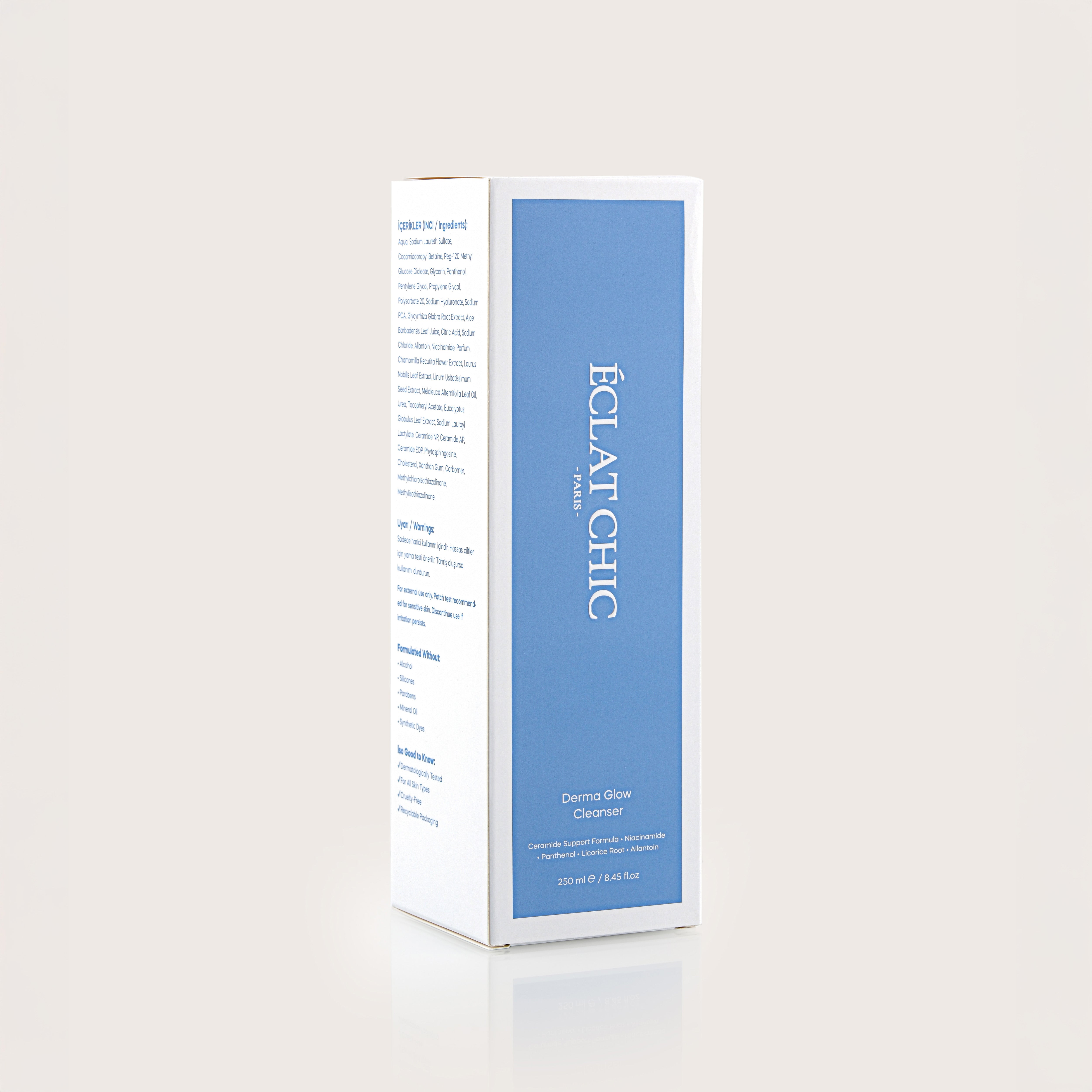 EC DERMA GLOW YÜZ TEMİZLEME JELİ – SERAMİD + NİACİNAMİDE + ALOE | TÜM CİLT TİPLERİ İÇİN | 200 ML